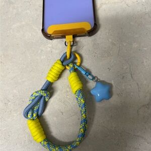 New Yellow and Blue Star Charm Phone Wrist Lanyard